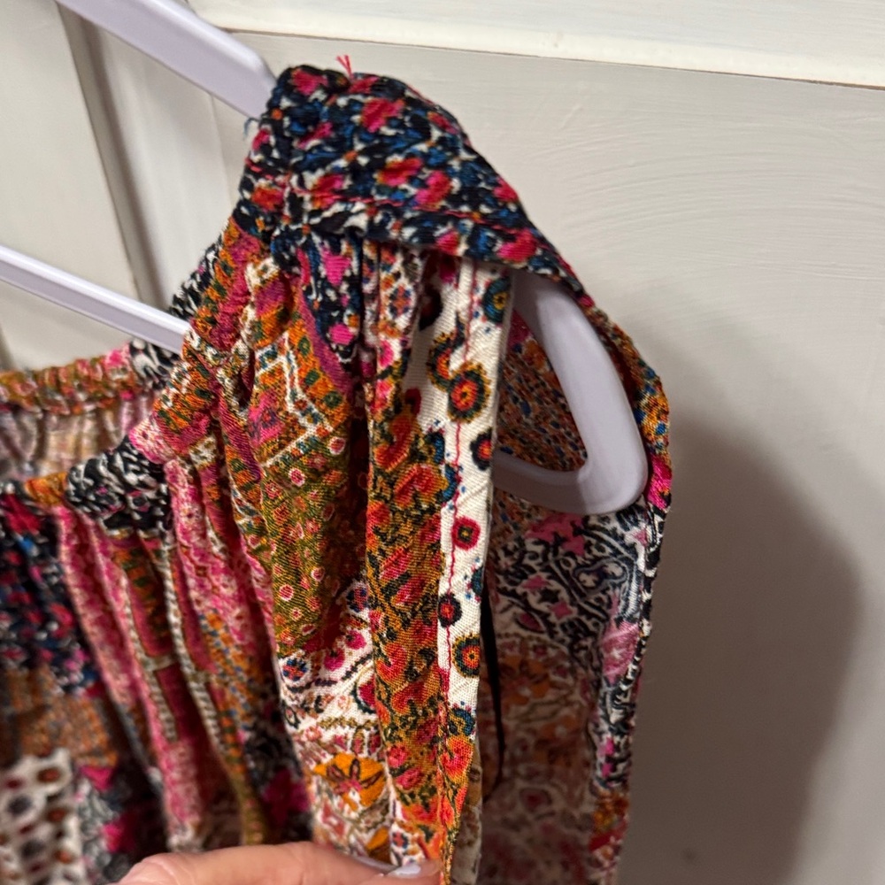 Rose & Olive Multi-Color Patchwork Off-Shoulder T… - image 3